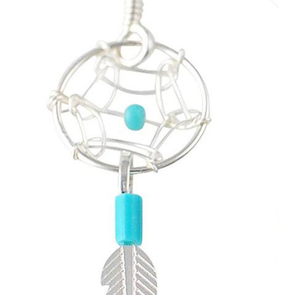 Sterling Silver Earrings Silver Turquoise Heishi Dream Catcher Earrings 925 Stam - Picture 3 of 5